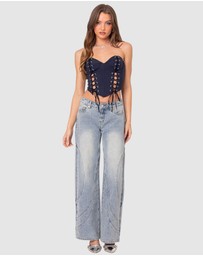 EDIKTED - Oaklynn Stitch Detail Low Rise Jeans