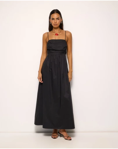 AERE - Ivy Cotton Tie Back Midi Dress