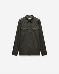 Calibre - Slim Washed Pocketed Shirt Khaki