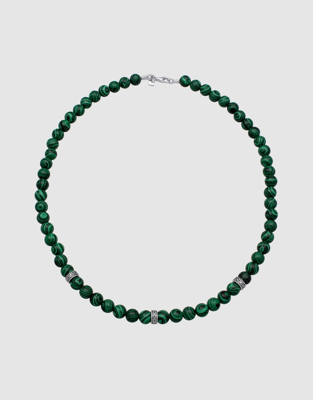 Kuzzoi - ICONIC EXCLUSIVE - Malachite Beads Necklase with Sterlin Silver Elements