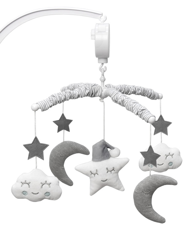 Living Textiles - Musical Mobile Set - Grey Moon & Stars
