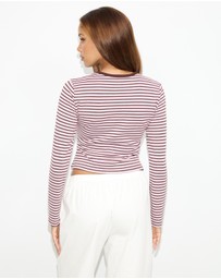 Dazie - Blush LS Stripe T-Shirt