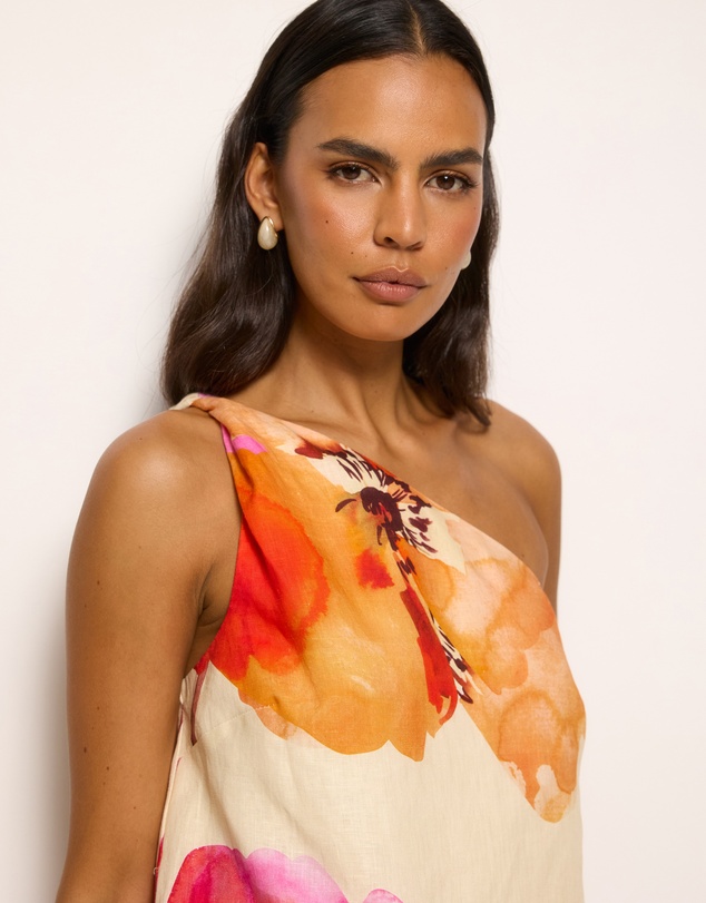 AERE - Fiora Linen One Shoulder Mini Dress