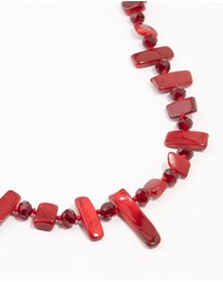 Lovisa - Red Genuine Shell Bead Layered Necklace