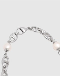 Nialaya Jewellery - Men's Silver Mariner Chain with Pearls