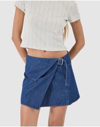 Rolla's - Lenny Wrap Mini Skirt - Blue Smoke