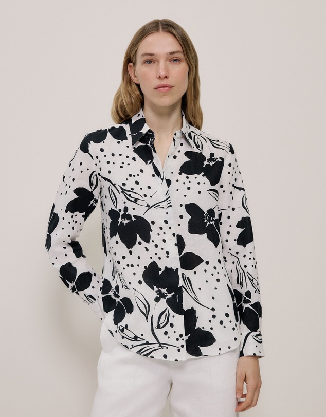 Trenery - Etta Linen Long Sleeve Shirt in White