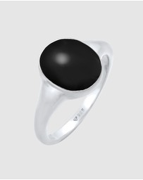 Elli Jewelry - Ring Signet Ring Classic Oval with Enamel in 925 Sterling Silver