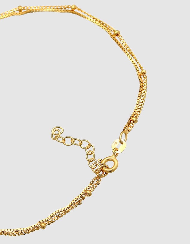 Elli Jewelry - Double Chain Anklet in Gold-Plated 925 Silver