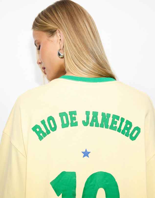 Dazie - Team Brazil Oversized V Neck Graphic Tee