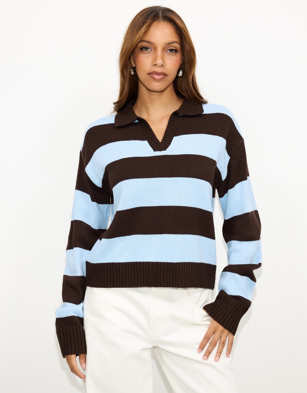 Dazie - Freya Stripe Knit Polo