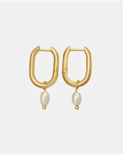 Zoe Olivia - Waterproof Freshwater Pearl Oval Hoops