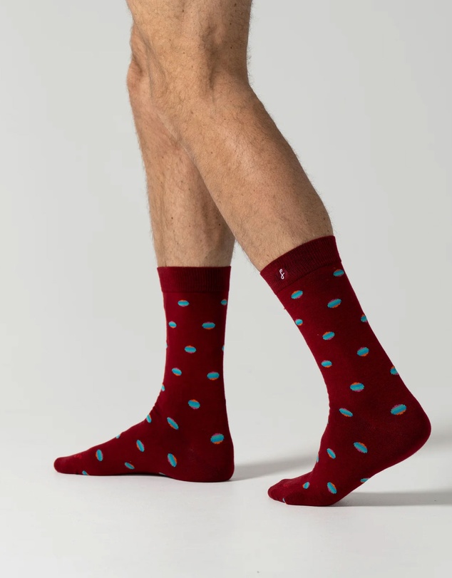 Swanky Socks - Maroon Retro Polka Dots