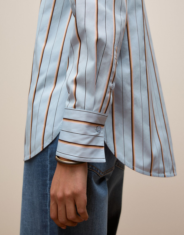 Trenery - Jacquard Stripe Long Sleeve Shirt in Sky