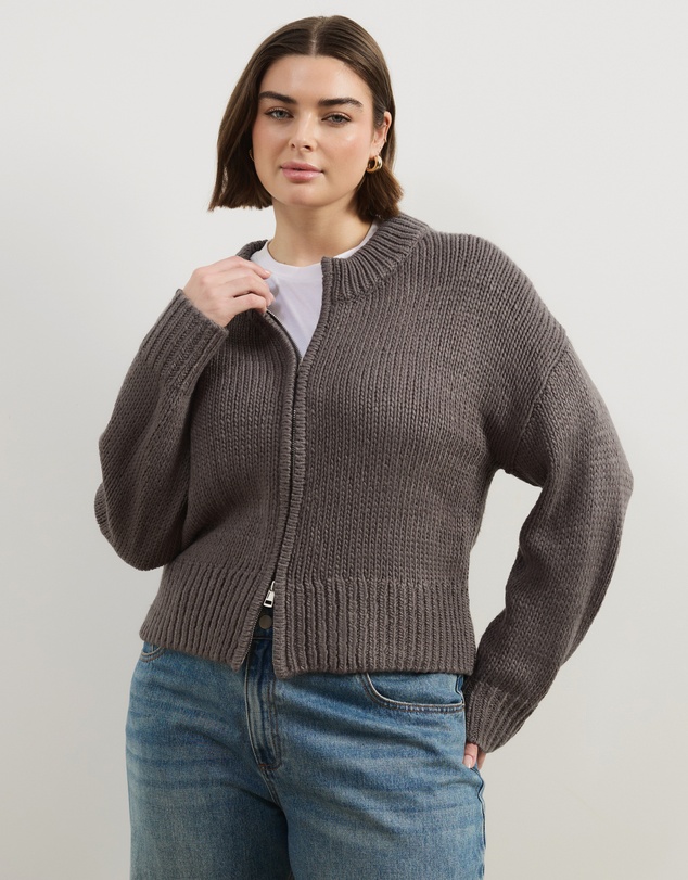 Atmos&Here Curvy - Zip Through Cardigan