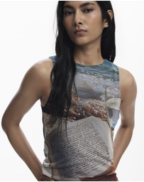 Desigual - Sleeveless book print T- shirt