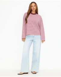 Dazie - Nostalgia Stripe Oversized LS Tee