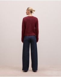 Trenery - Brushed Alpaca Button Through Cardigan in Red Mahogany