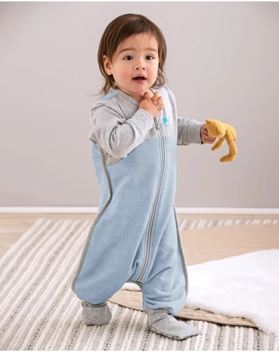 Love to Dream - Sleep Suit 1.0 TOG Long Sleeve Organic Cotton in Dusty Blue