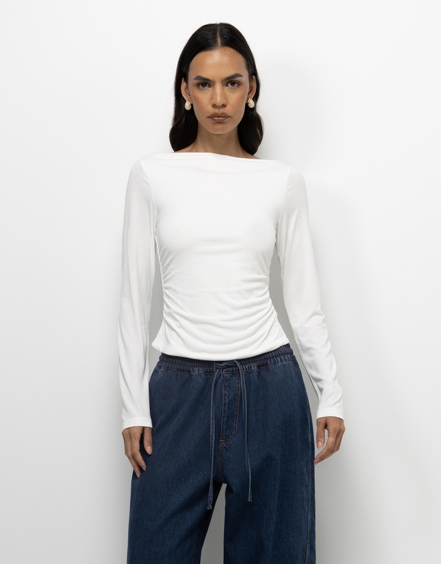 AERE - Cupro Boat Neck Top