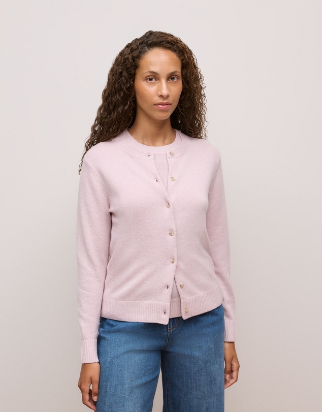 Trenery - Wool Cashmere Classic Cardigan in Pink Rose