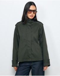 AERE - Sadie Funnel Neck Crop Trench Coat