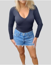 Core Trainer - Luxe Sculpt V-Neck Long Sleeve Bodysuit