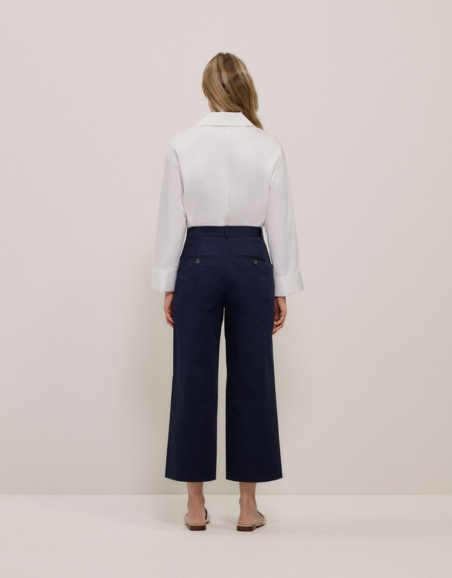 Trenery - Cropped Wide Leg Chino Pant in Night Sky