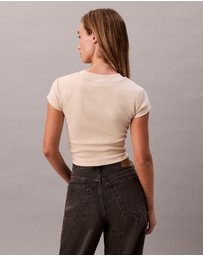 Calvin Klein Jeans - Monogram Logo Ribbed Baby Tee