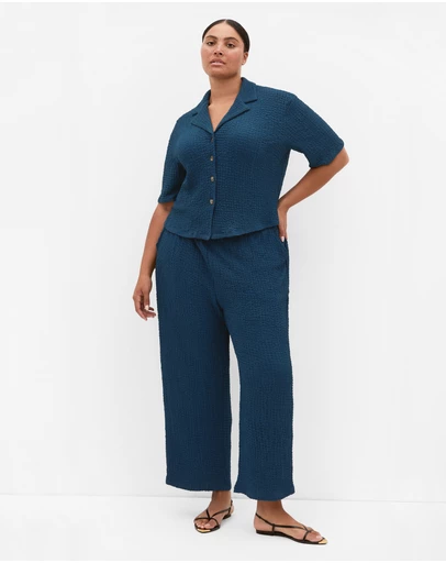 City Chic - Plus size Zoie Button Up Shirt - petrol