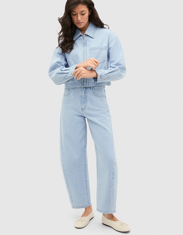 Seed Heritage - Cropped Zip Front Denim Jacket