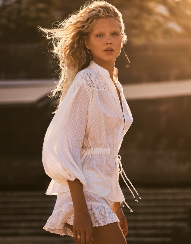 BOTEH - Serenia Smock Blouse With Waist Tie