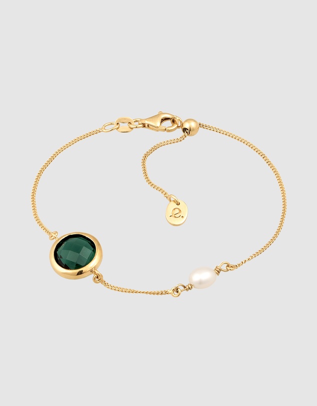 Elli Jewelry - Bracelet Quartz Circle 925 Sterling Silver Gold-Plated