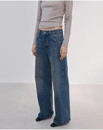 M.N.G - Wide-Leg Jeans With Rhinestones