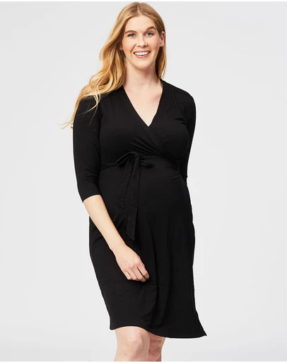 Cake Maternity - Custard Nursing Wrap Dress