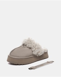 EVERAU - Australian Shepherd Ugg Waffle Curly Platform Cow Suede Upper House Shoes
