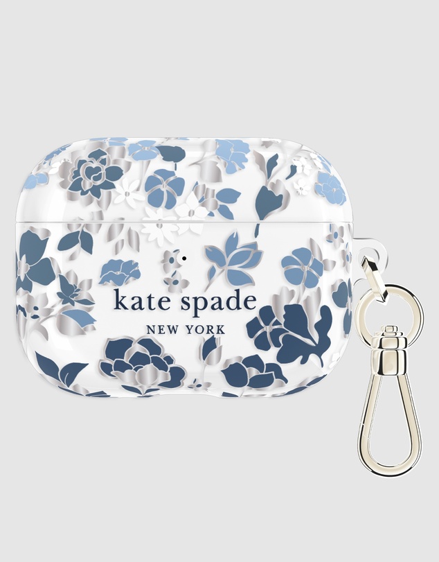 Kate Spade - Kate Spade Flowerbed Blue with Silver Clip Case for AirPod Pro 3