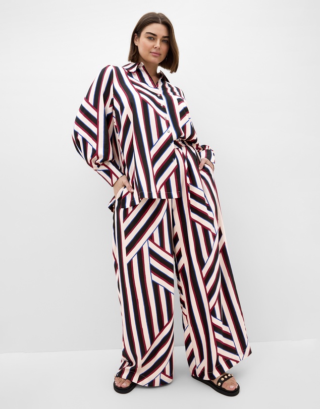 City Chic - Plus size Haylee Timeless Stripe Shirt - bone