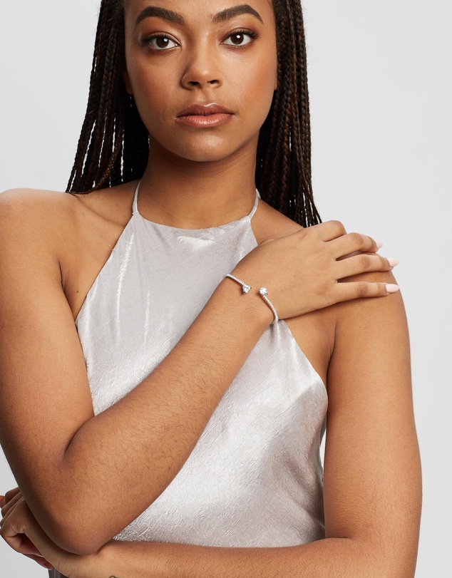 Swarovski - Mesmera bangle, Heart, White, Rhodium plated