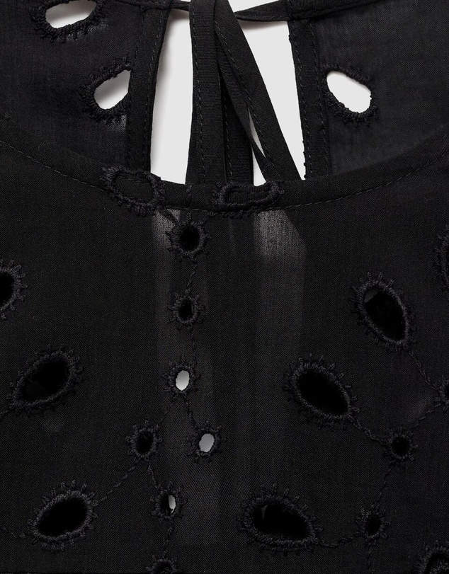 M.N.G - Blouse With Embroidered Eyelet Ruffles