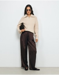 AERE - Clea Organic Cotton Zip Cardigan