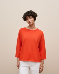 Trenery - Cotton Silk Crew Knit in Fiesta Red
