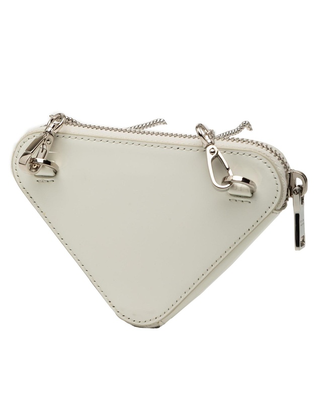 Prada - Pre-Loved Mini Brushed Leather Triangle Chain Pouch