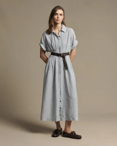 R.M.Williams - Tuck Linen Stripe Dress