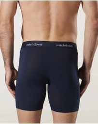 Mitch Dowd - Mens Stretch Cotton Comfort Long Leg Trunks 3 Pack - Navy