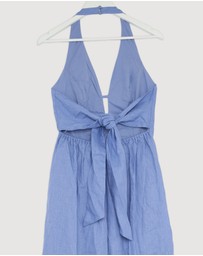 Revibe - Repaired AERE Odele Linen Halter Midi Dress - AU 10