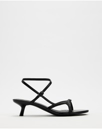 Atmos&Here - Aria Kitten Heel Strappy Leather Sandals