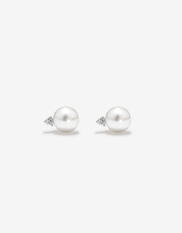 Michael Hill - 5mm Cultured Freshwater Pearl and Diamond Stud Earrings in Sterling Silver