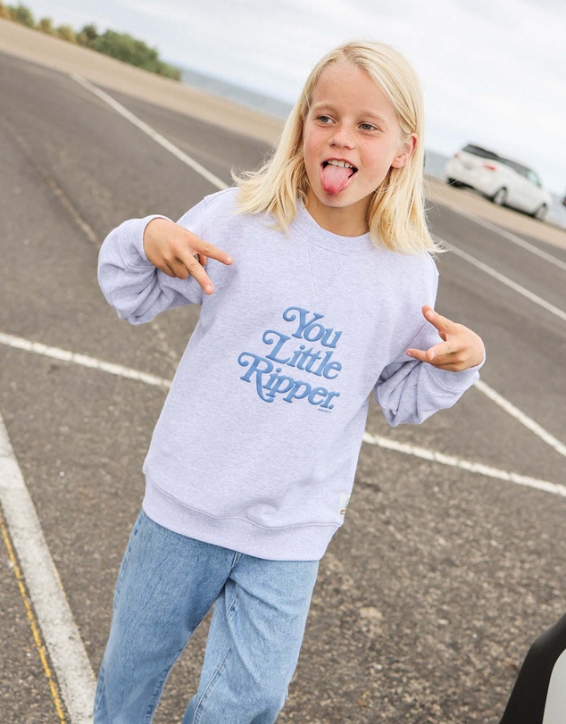 Skwosh - You Little Ripper Kids Crew Neck Sweat in Grey Marle