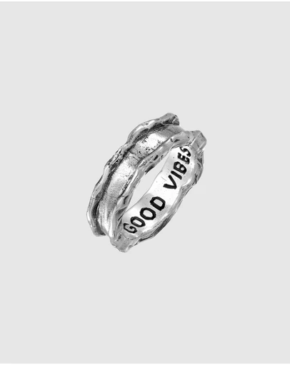 Haze & Glory - ICONIC EXCLUSIVE - Good Vibes Only Ring in Oxidised 925 Silver